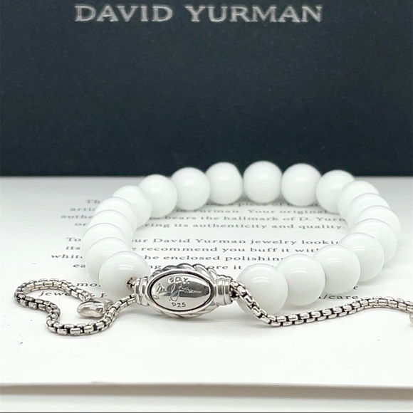 David Yurman Jewelry - New David Yurman 8 MM White Agatha Spiritual Bead Bracelet Silver 925 DY